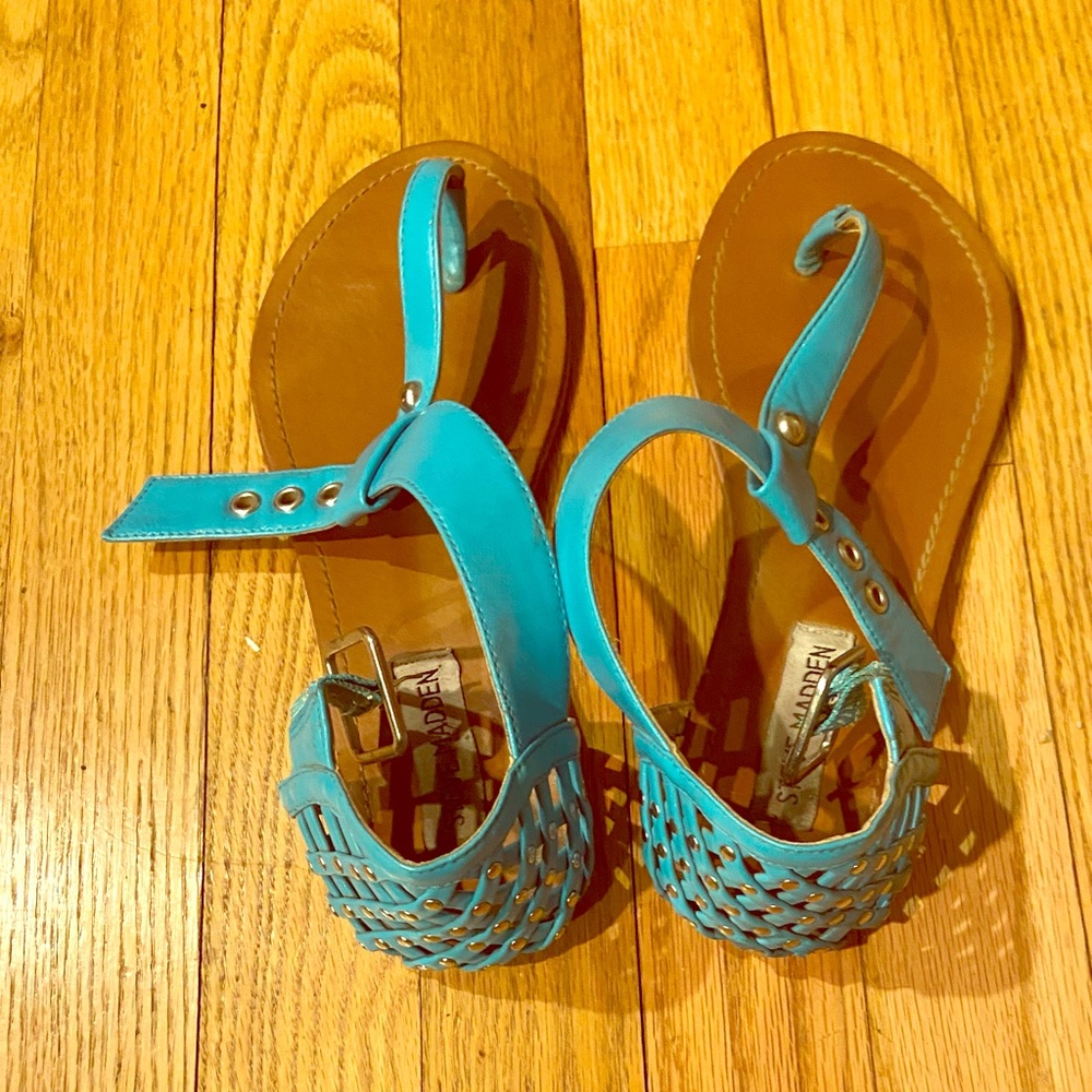 Steve Madden Teal studded gladiators